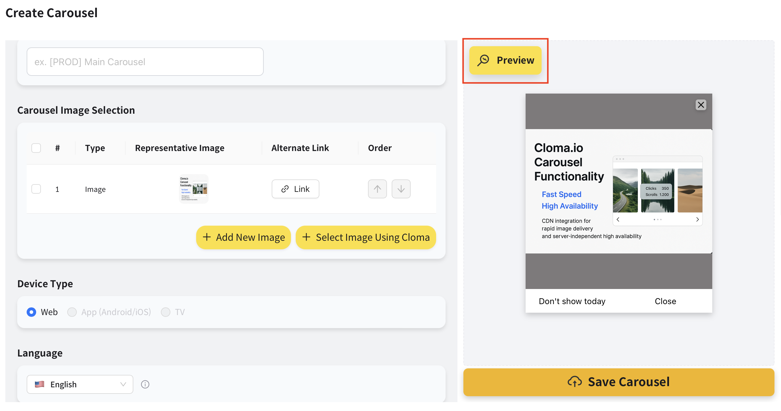 Preview button